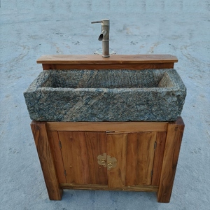 庭院老石槽石盆洗手盆石头水槽洗手池天然石头水盆洗衣墩布池磨盘