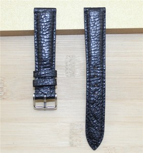 样板黑色鸵鸟皮腿部皮表带，规格：20X18