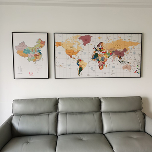 可标记磁吸旅游足迹地图中国世界旅行记录打卡客厅办公室墙装饰画