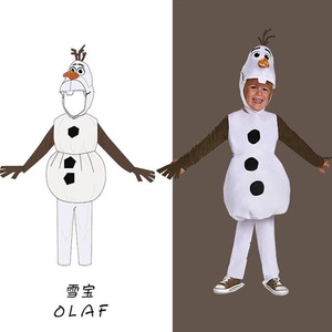 小孩冰雪奇缘雪宝儿童连体衣cosplay角色扮演雪人舞台表演出服装