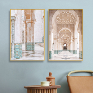 摩洛哥装饰画阿拉伯特色建筑主题餐厅挂画伊斯兰文化风情酒店壁画