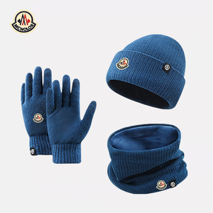 香港官网正品蒙口米色帽子冬季围巾手套三件套百搭保暖针织毛线帽
