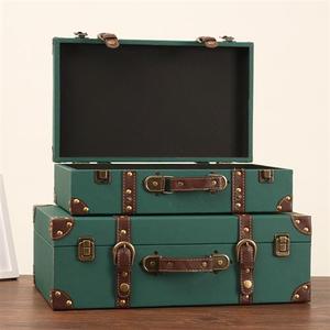 OF9D欧式复古手提箱储物木箱子衣服收纳箱老式皮箱旅行摄影道具整
