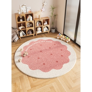 MUJIE日本进口儿童房间地毯圆形可爱仿羊绒冬季卧室床边毯阅读区