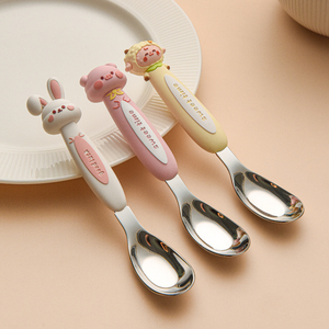 可爱儿童勺子316不锈钢元宝勺婴儿勺宝宝专用小调羹汤匙吃饭小勺