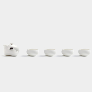 高档悟土 功夫茶具套装陶瓷茶壶茶杯公道杯整套家用 一壶六杯白瓷