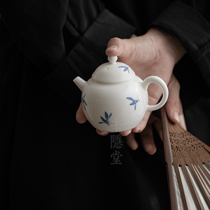圭隐堂纯手绘蝴蝶兰花陶瓷茶壶家用单个泡茶壶手抓壶中式功夫茶具