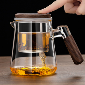 茶水分离飘逸杯全玻璃内胆家用按压式侧把功夫泡茶壶加厚耐热新款