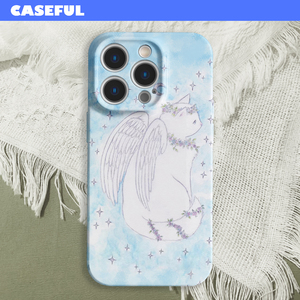 CASEFUL蓝色猫咪y2k水色氛围菲林手机壳保护壳适用于苹果15promax手机壳iPhone14菲林亮面oppo小米vivo