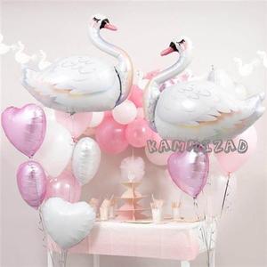 白天鹅气球婚礼主题婚房装饰布置火烈鸟铝膜气球女孩生日派对气球