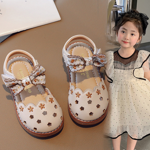 女童包头凉鞋2023年夏季新款小女孩时尚公主鞋儿童软底舒适凉鞋潮