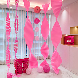 婚房布置网红套装客厅卧室波浪折纸粉色灯笼晨袍拍照背景墙挂布