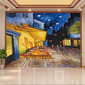 梵高风景油画欧式客厅电视墙布沙发影视墙纸餐厅壁布咖啡馆会所画