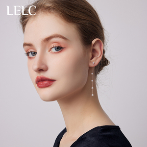LELC长款玫瑰金流苏珍珠耳环精致耳线女S925纯银高级感耳钉耳饰品