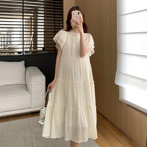 MAMI高端孕妇装连衣裙夏季新款洋气时髦怀孕期小香风孕妇裙长款女