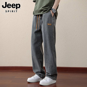 Jeep spirit吉普牛仔裤男款夏季新薄款美式宽松直筒阔腿休闲裤男