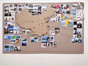 地图照片墙毛毡墙贴中国旅行足迹记录标记墙打卡背景墙网红玄关墙