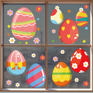 复活节贴纸兔子彩蛋可爱卡通复活节装饰品场景布置玻璃橱窗贴静电