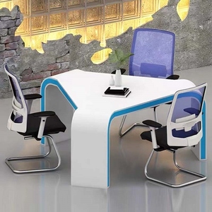 办公室家具现代简约桌椅组合烤漆接待桌洽谈桌时尚简易会议休闲桌