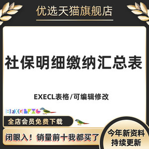 社保明细缴纳汇总表 社保台账excel表格模板电子版资料姓名身份证号社保总额公司缴纳个人养老新失业保全数据汇总公司企业个人成品