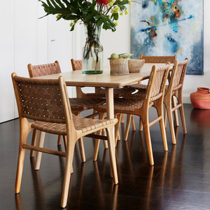 餐椅北欧中古设计马鞍皮家用高档轻奢餐厅实木皮椅餐厅简约靠背椅