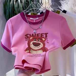女童夏装圆领短袖1岁女宝宝洋气半袖T恤儿童韩版卡通百搭收腰上衣