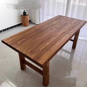 老榆木茶桌实木餐桌榆木桌子榆木书桌原木吧台长条方桌板阳台桌面