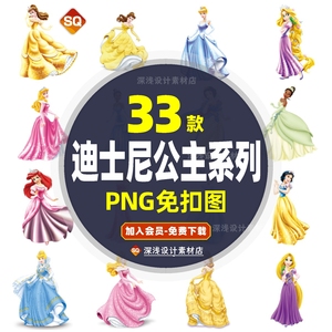 白雪公主人物服装饰印花PNG图片 格林童话迪士尼宝宝生日宴PS素材