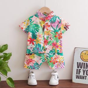 巴拉巴柆男童夏装短袖套装夏威夷度假宝宝洋气婴儿童沙滩薄款女夏