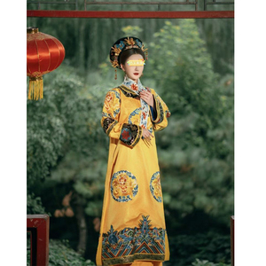 古风新中式女装中国风清朝满清旗装华服贵妃格格改良版吉服连衣裙