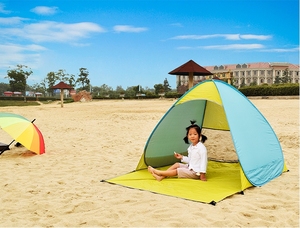 儿童超轻小帐篷全自动双人沙滩帐篷户外速开防晒遮阳棚钓鱼帐