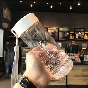 物生物韩版运动简约塑料水杯男女学生便携防漏情侣创意清新透明随