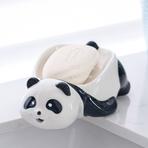 可爱小熊猫卡通陶瓷肥皂盒创意香皂盒置物架洗手间沥水不积水皂碟