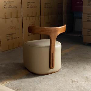 现代设计师创意实木背靠布艺沙发休闲椅凳家用矮凳换鞋凳子北欧