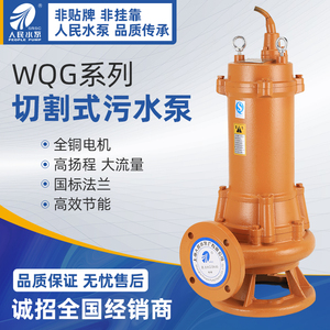 上海人民水泵厂双绞刀带切割排污泵化粪池220v380v污水吸污潜水泵