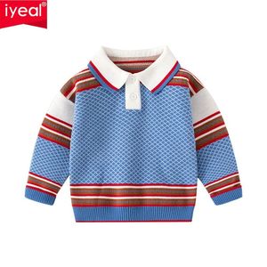 IYEAL Baby Sweater Fashion Turn-down Collar Knitted Cardigan