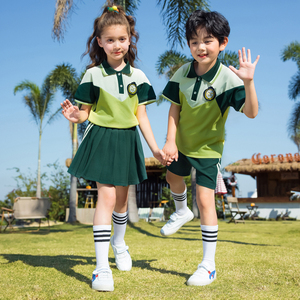 幼儿园园服夏季短袖套装两件套小学生校服学院风运动服班服老师服