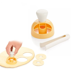 美式大号甜甜圈模具 烘焙用具 带蘸钳塑料空心面包模压模工具
