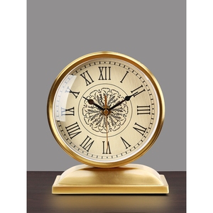 黄铜轻奢台式坐钟表欧式客厅简约时钟摆件创意桌面装饰摆放座钟