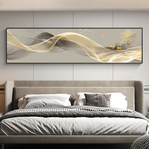 现代简约卧室画抽象线条床头挂画主卧墙上壁画轻奢高级感装饰画