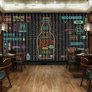 精酿啤酒屋壁纸3d创意个性墙面装饰小酒馆背景墙壁画酒吧墙纸