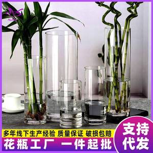 水培器皿透明直筒玻璃花瓶大号高款客厅富贵竹鲜花简约圆柱落地厚