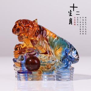 琉璃鼠牛老虎兔龙蛇马羊鸡狗猪12十二生肖全套动物水晶工艺品摆件