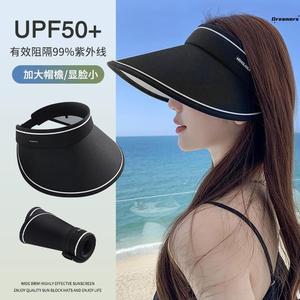 。UPF50+防晒帽春夏季2024新款女大帽檐防紫外线空顶太阳帽子遮阳