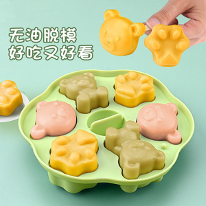 宝宝辅食蒸糕模具食品级硅胶卡通猫爪模具可蒸煮工具布丁蛋糕磨具