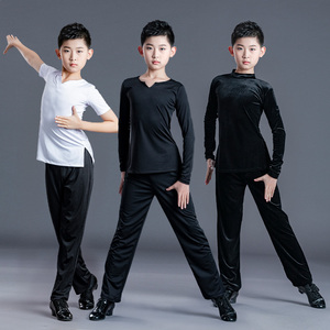 男童拉丁舞服少儿长短袖练功服儿童舞蹈训练服套装男生拉丁演出服