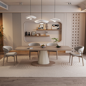 日式原木奶油风餐桌椅组合北欧小户型侘寂风实木方餐台白蜡木饭桌
