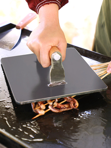 铁板烧专用工具加大加厚铁板鱿鱼压板不锈钢鸭肠压饼烧烤小吃设备