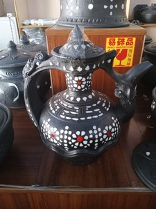 云南香格里拉尼西黑陶纯手工制品尼西黑陶茶壶