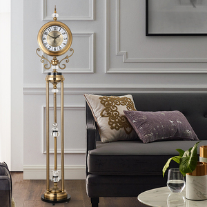 欧式美式客厅落地钟摆别墅立式奢华装饰时钟创意时尚静音钟表座钟